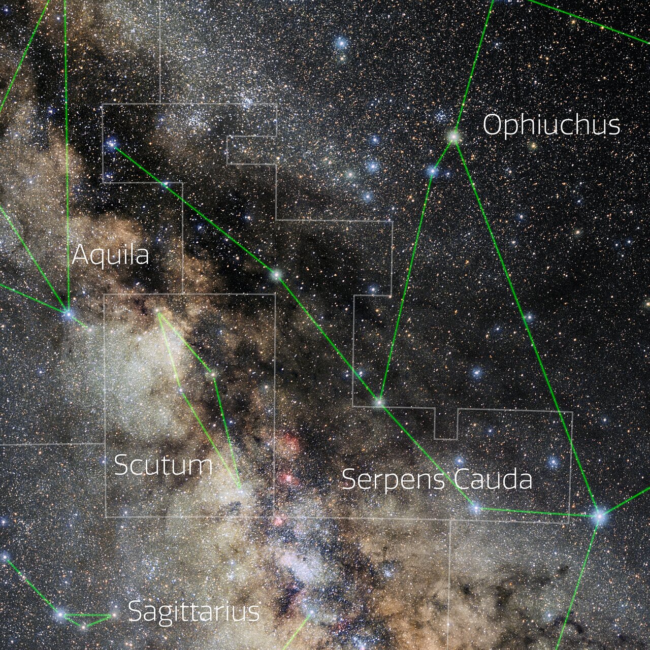 Mapa de Serpens Cauda, la cola de la serpiente